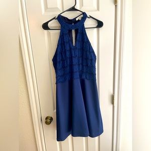 Francesca’s Size M women’s Halter dress with front cut out button collar.